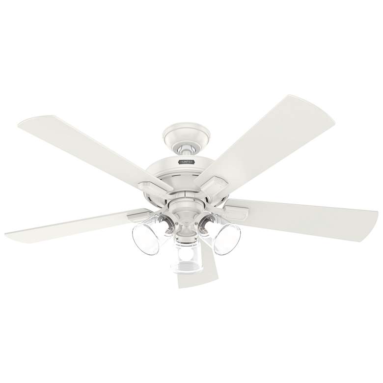 Image 1 52 inch Hunter Crestfield Fresh White Ceiling Fan with LED Light Kit