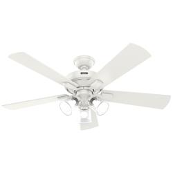52" Hunter Crestfield Fresh White Ceiling Fan with LED Light Kit