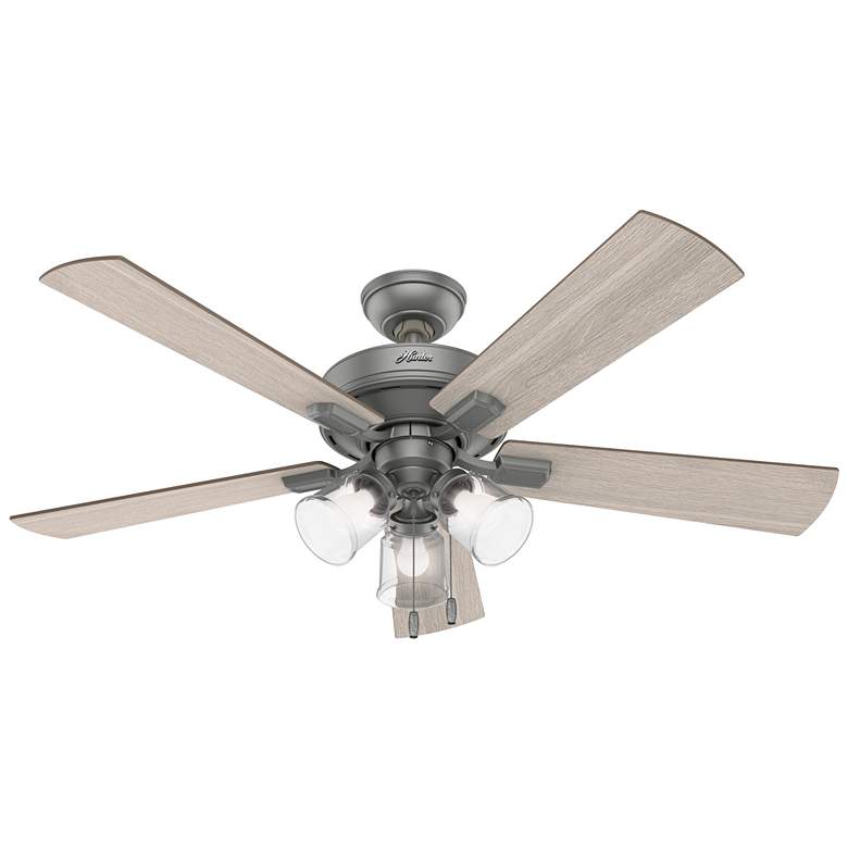 Image 1 52 inch Hunter Crestfield Matte Silver Ceiling Fan with LED Light Kit