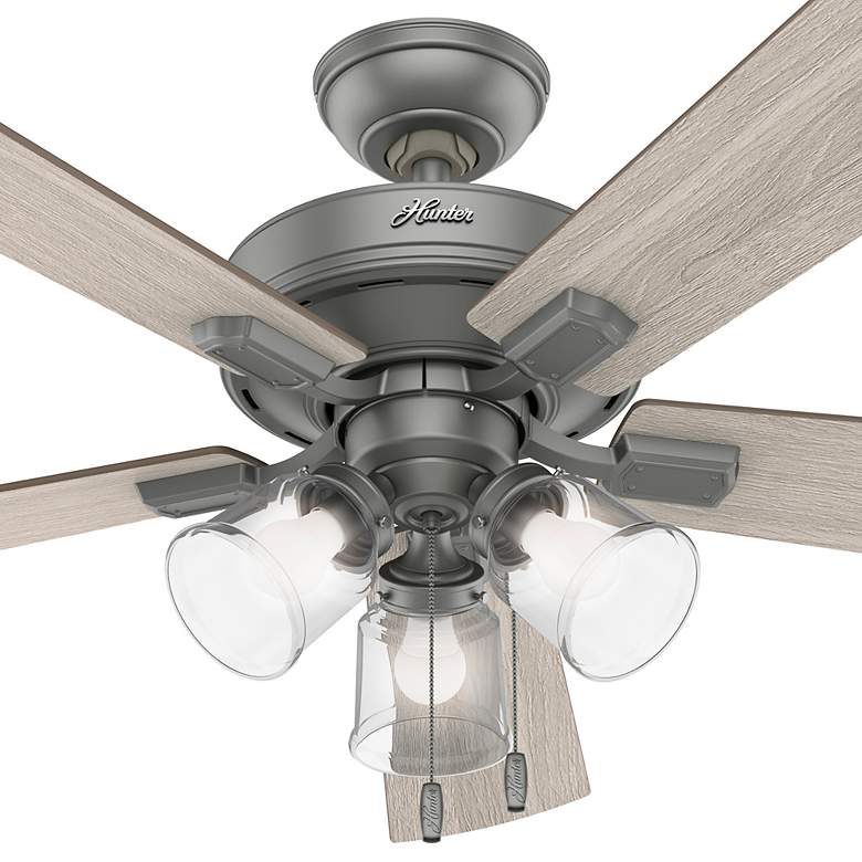 Image 5 52" Hunter Crestfield Matte Silver Ceiling Fan with LED Light Kit more views