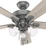 5_52" Hunter Crestfield Matte Silver Ceiling Fan with LED Light Kit more views