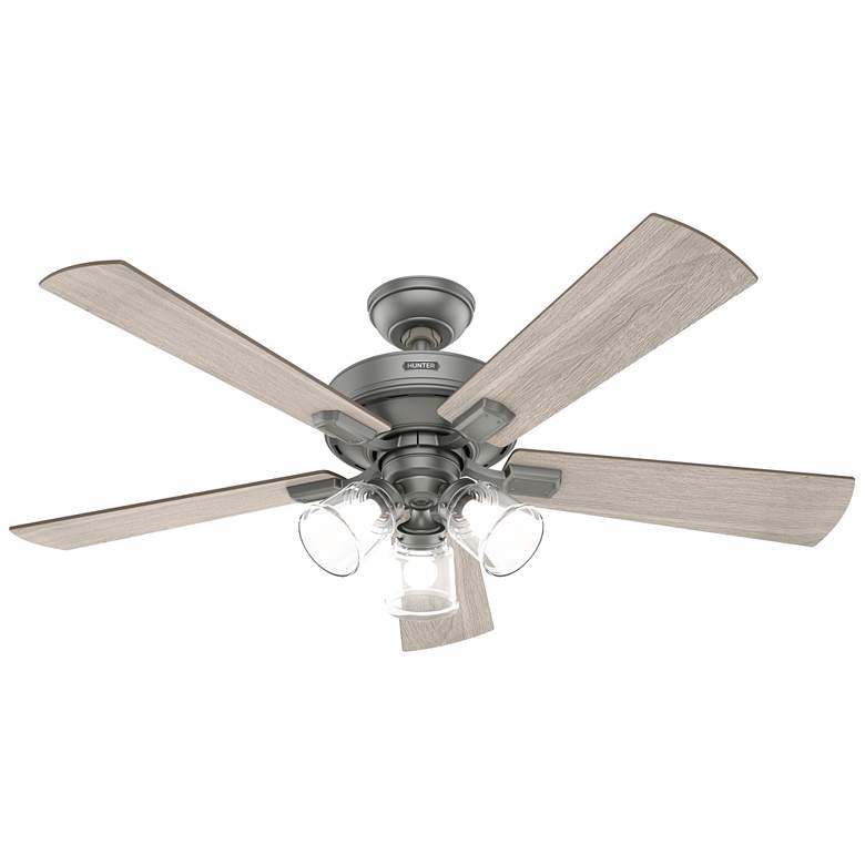 Image 1 52 inch Hunter Crestfield Matte Silver Ceiling Fan with LED Light Kit