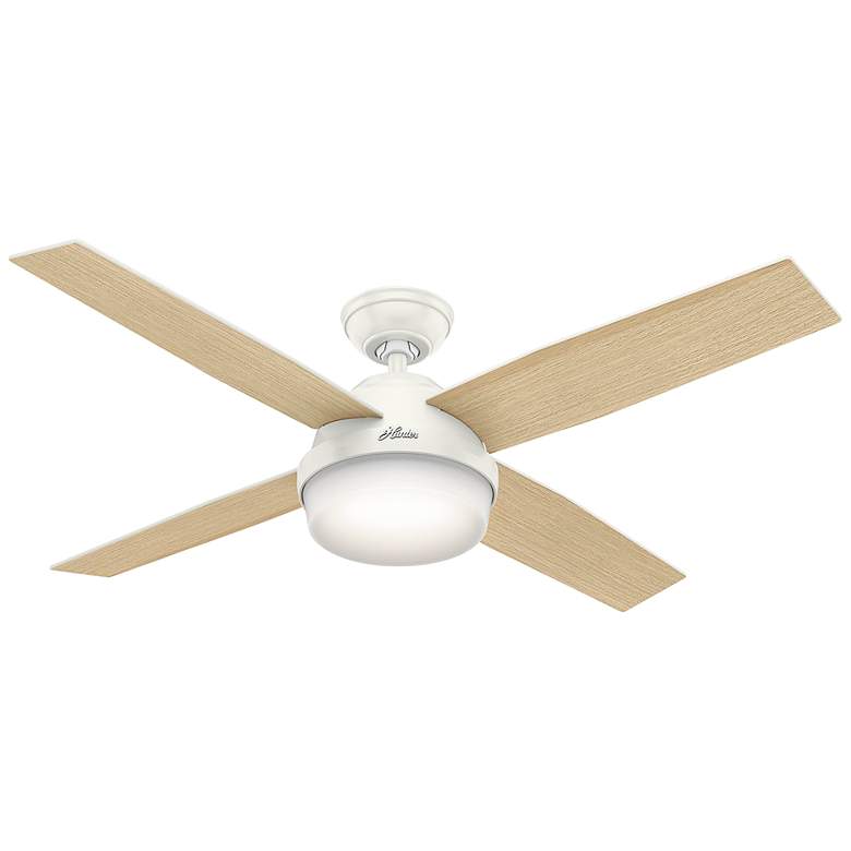 Image 1 52 inch Hunter Dempsey LED Fresh White Indoor Ceiling Fan with Remote