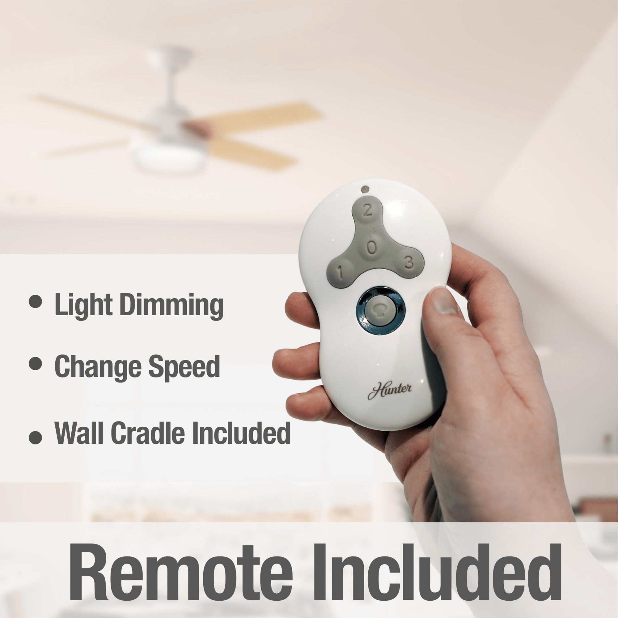 52" Hunter Dempsey LED Fresh White Indoor Ceiling Fan with Remote in scene