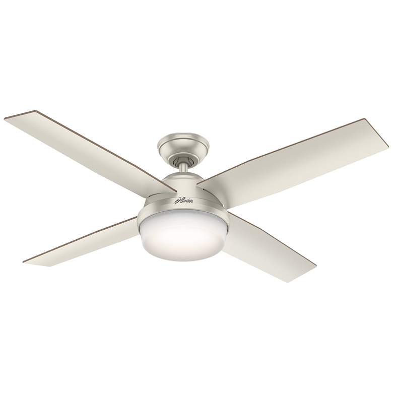 Image 1 52 inch Hunter Dempsey Matte Nickel Damp Rated LED Ceiling Fan with Remote