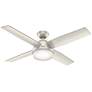 52" Hunter Dempsey Matte Nickel Damp Rated LED Ceiling Fan with Remote