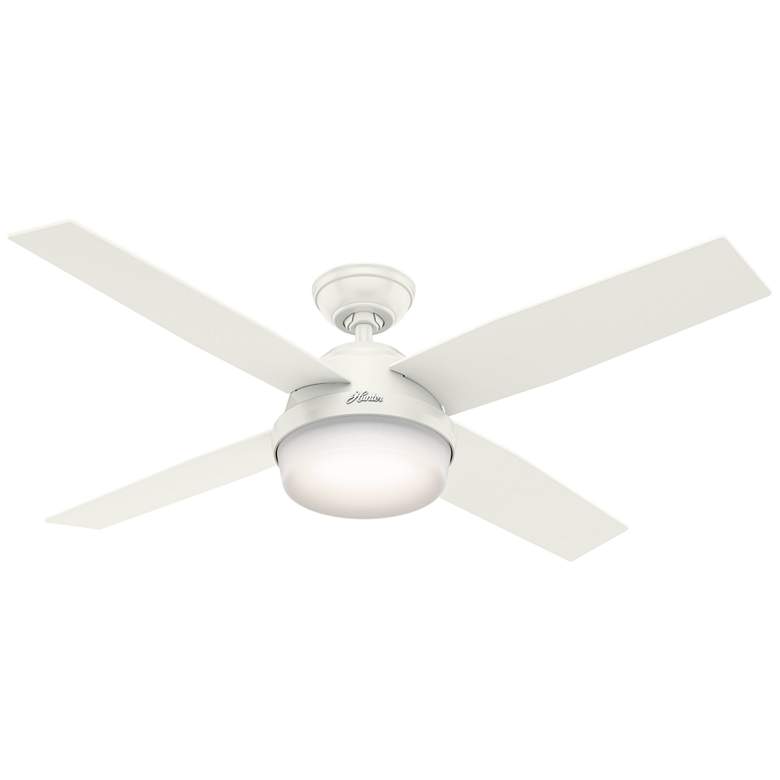 Image 1 52" Hunter Dempsey White Finish Damp Rated LED Fan with Remote