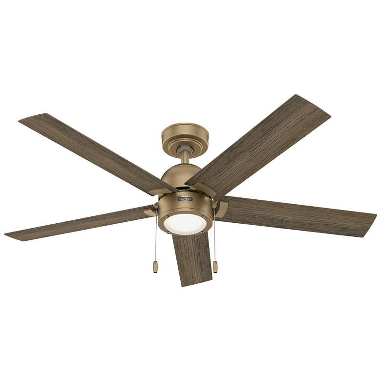 Image 1 52 inch Hunter Erling Burnished Brass Ceiling Fan with LED Light Kit