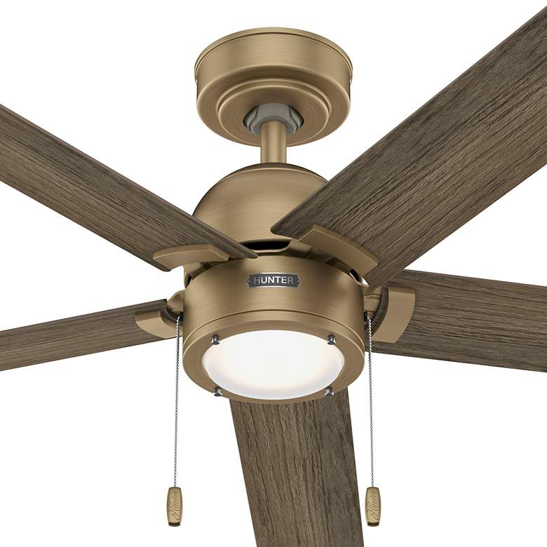 Image 4 52" Hunter Erling Burnished Brass Ceiling Fan with LED Light Kit more views