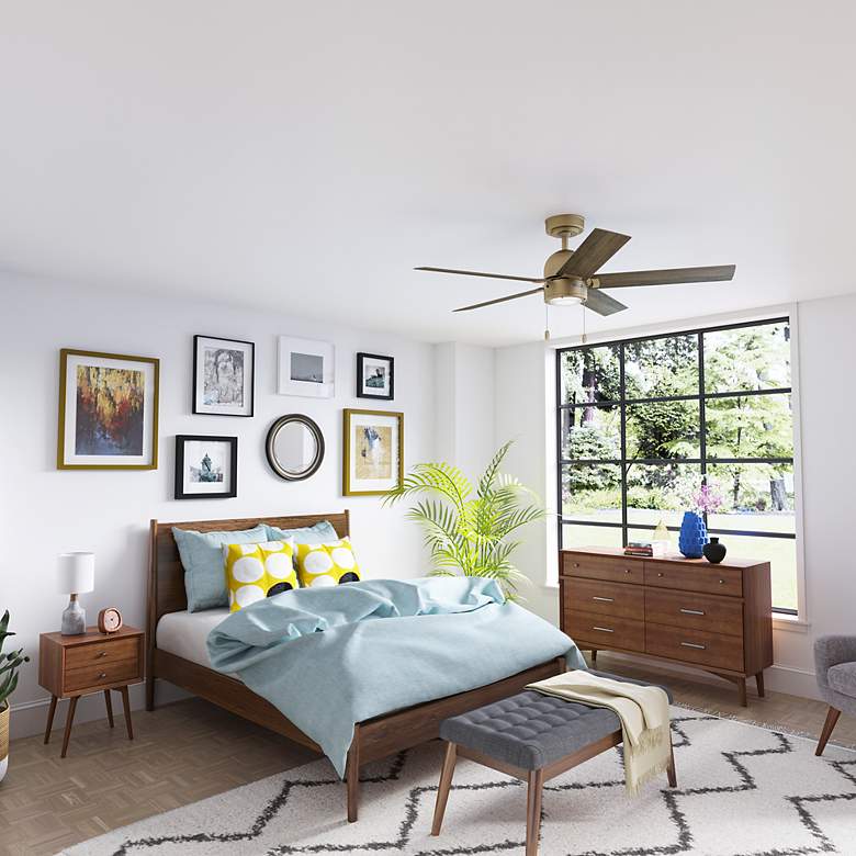 Image 6 52" Hunter Erling Burnished Brass Ceiling Fan with LED Light Kit more views