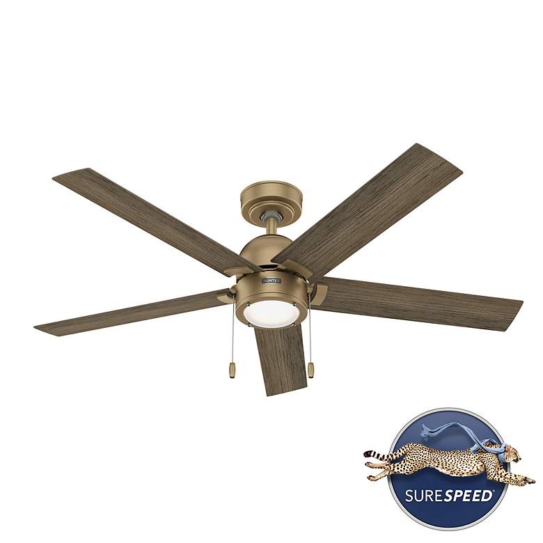 Image 7 52" Hunter Erling Burnished Brass Ceiling Fan with LED Light Kit more views