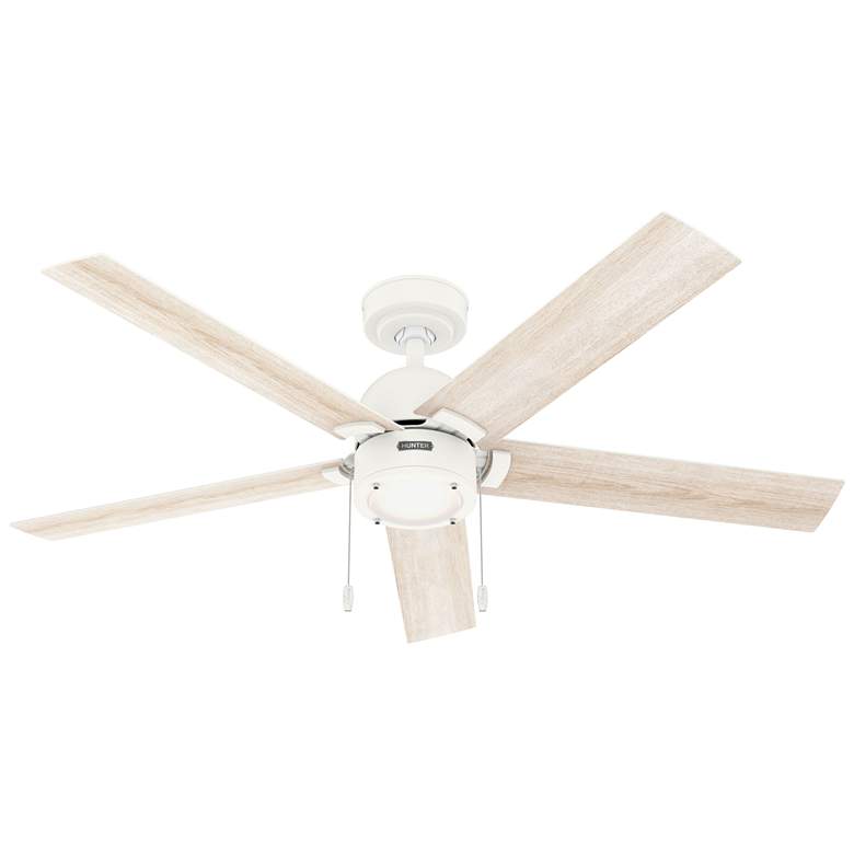 Image 1 52 inch Hunter Erling Matte White Ceiling Fan with LED Light Kit