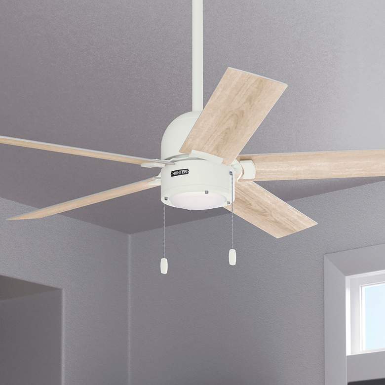 Image 1 52" Hunter Erling Matte White Ceiling Fan with LED Light Kit
