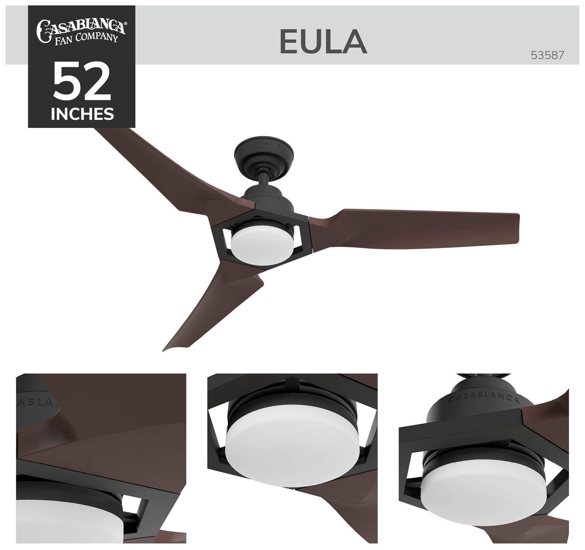 Image 3 52" Hunter Eula Matte Black LED Ceiling Fan more views