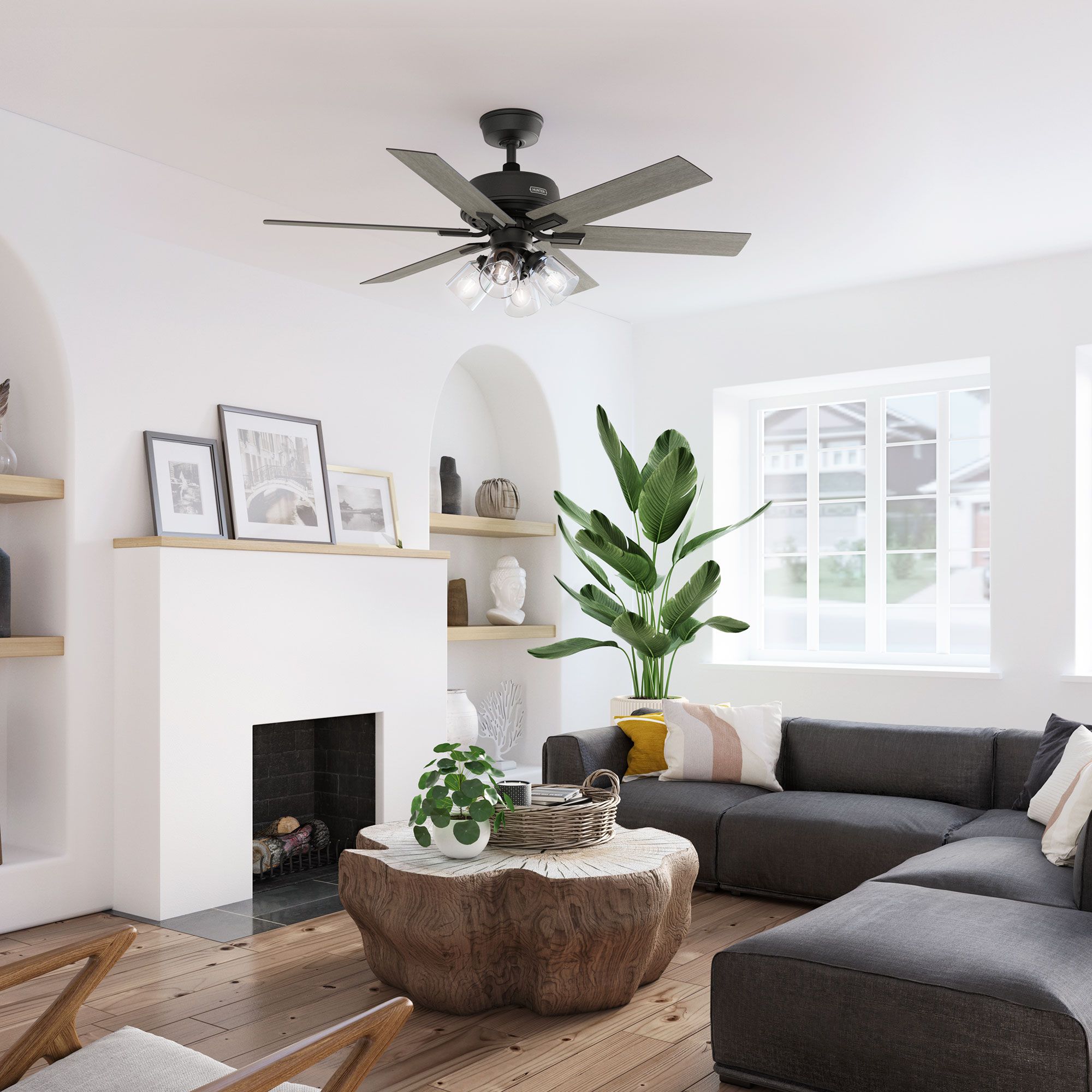 52" Hunter Fonthill Matte Black LED Ceiling Fan