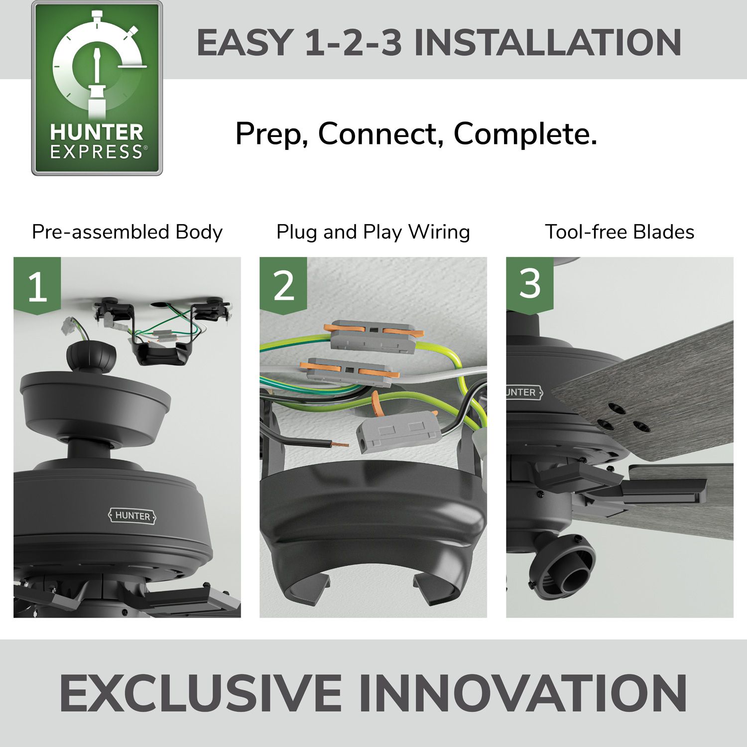 52" Hunter Fonthill Matte Black LED Ceiling Fan