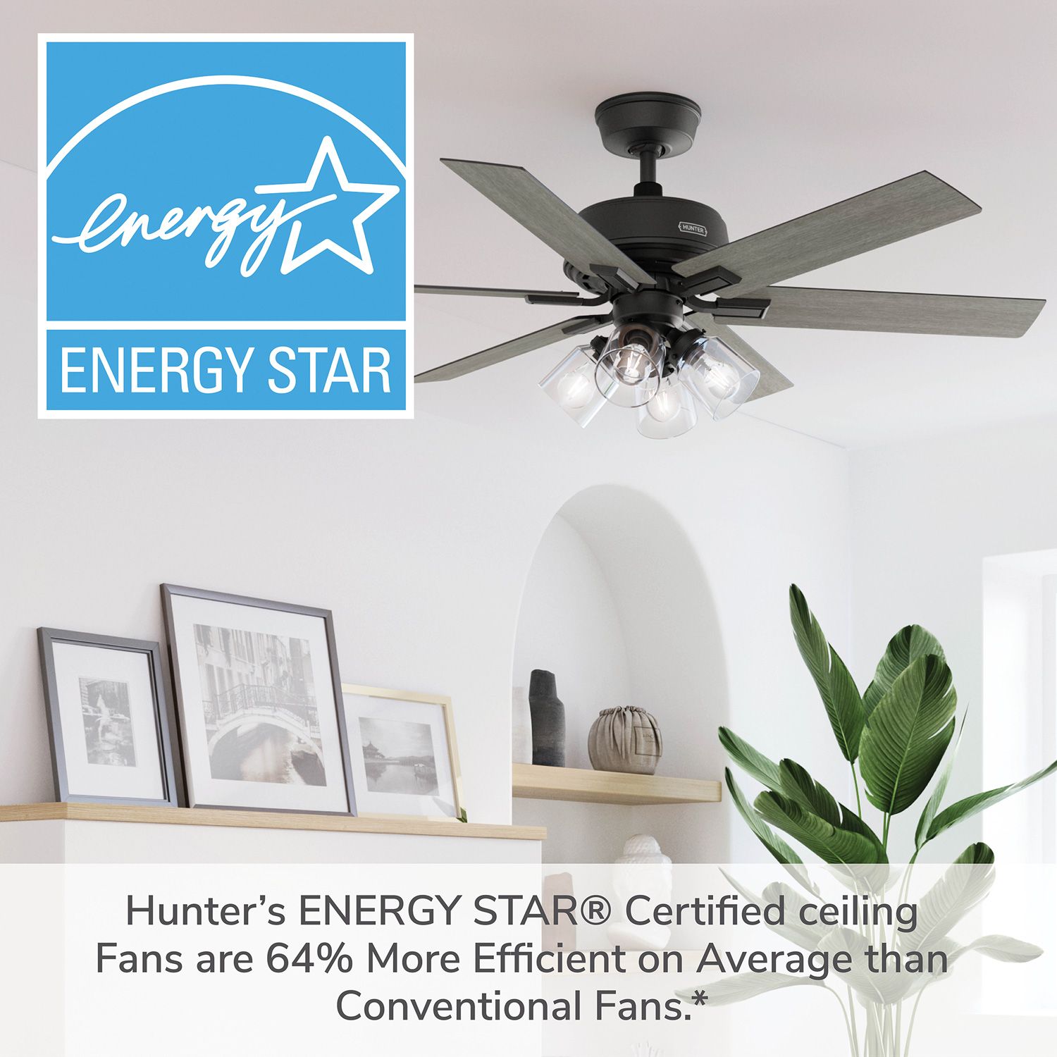 52" Hunter Fonthill Matte Black LED Ceiling Fan
