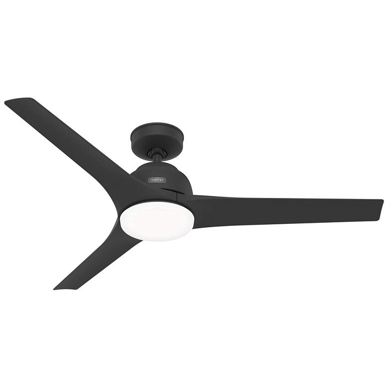 Image 1 52 inch Hunter Gallegos Matte Black Damp Rated Ceiling Fan with LED Light