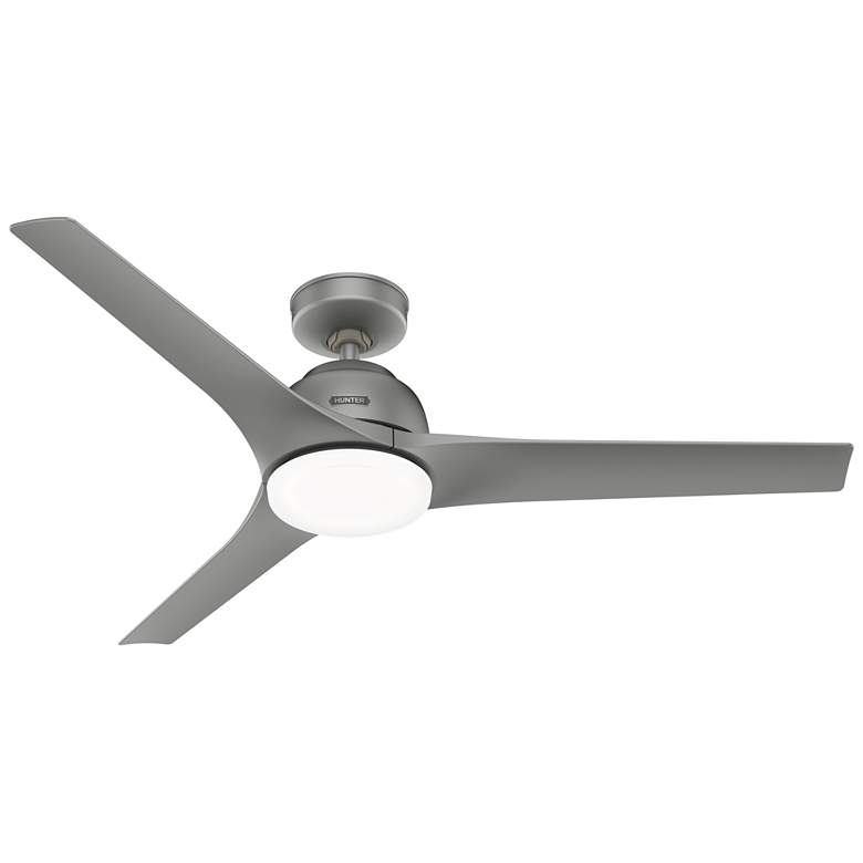 Image 1 52 inch Hunter Gallegos Matte Silver Damp Rated Ceiling Fan with LED Light
