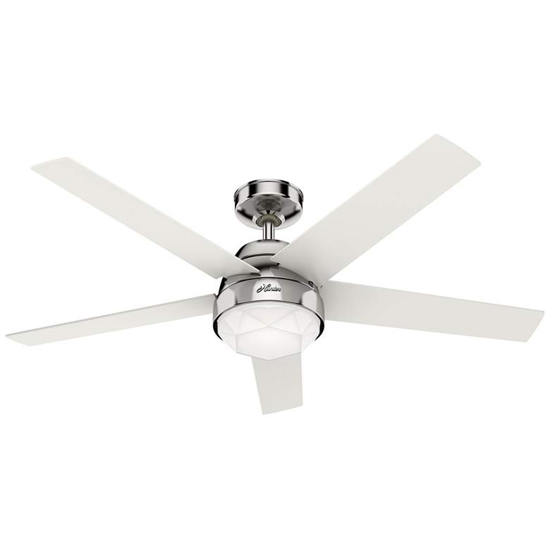 Image 1 52 inch Hunter Garland Polished Nickel Ceiling Fan with LED Light Kit