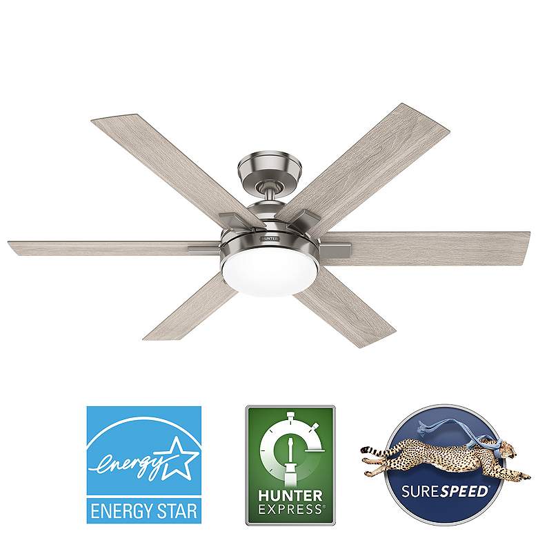 Image 6 52" Hunter Georgetown Brushed Nickel LED Ceiling Fan more views