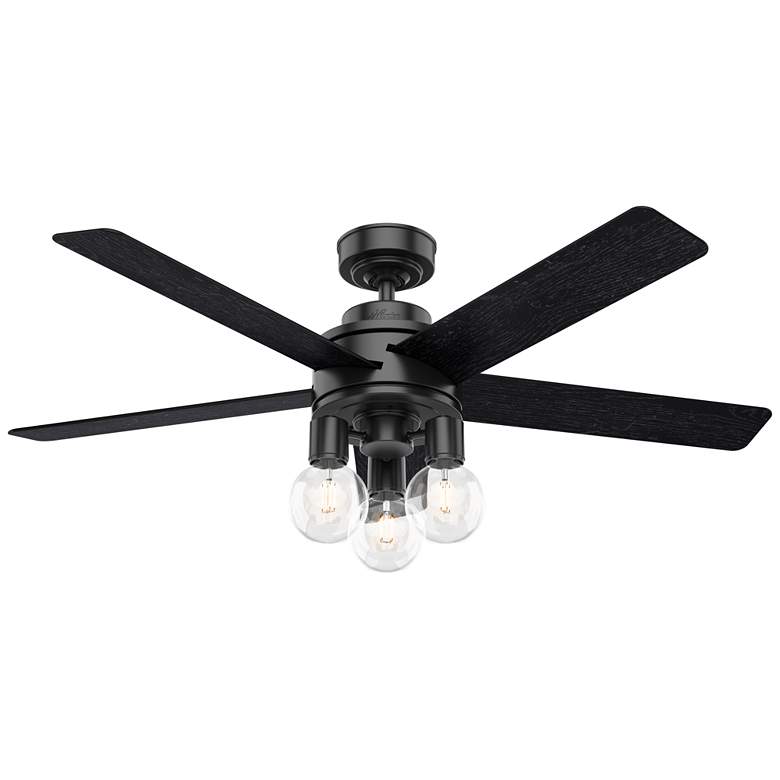 Image 1 52" Hunter Hardwick Black Indoor LED Ceiling Fan with Remote