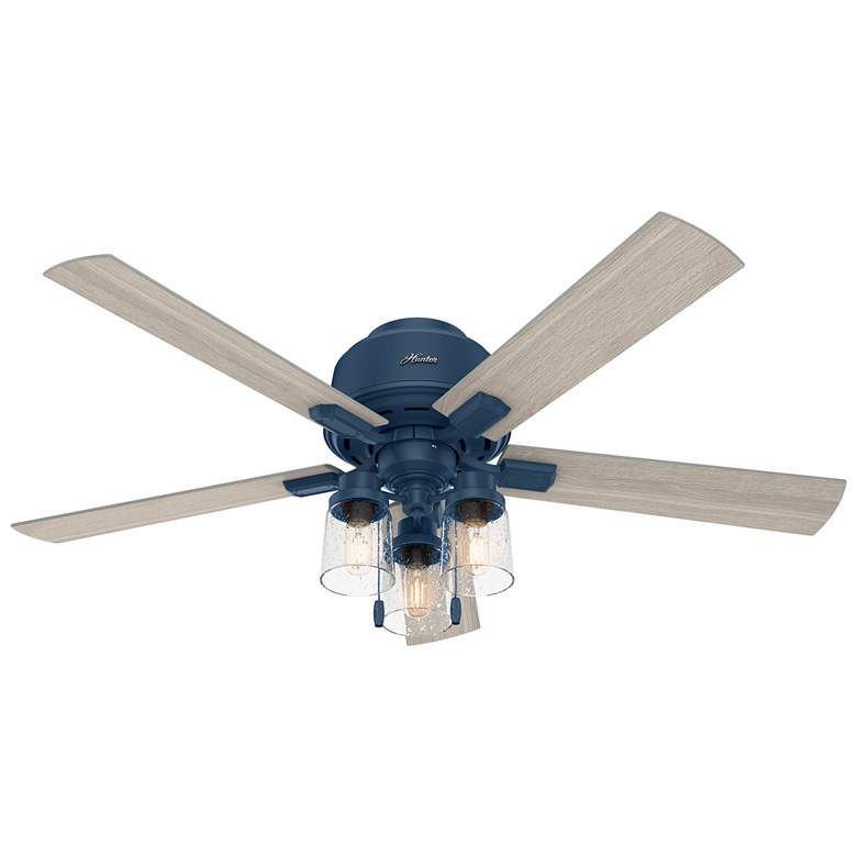 Image 1 52" Hunter Hartland LED Indigo Blue Low Profile Pull Chain Ceiling Fan