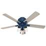 52" Hunter Hartland LED Indigo Blue Low Profile Pull Chain Ceiling Fan