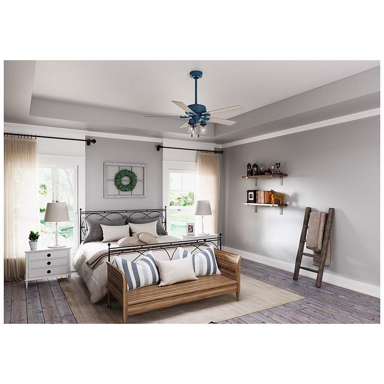Image 6 52" Hunter Hartland LED Light Indigo Blue Ceiling Fan with Pull Chain more views