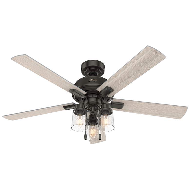 Image 1 52 inch Hunter Hartland LED Light Noble Bronze Ceiling Fan with Pull Chain