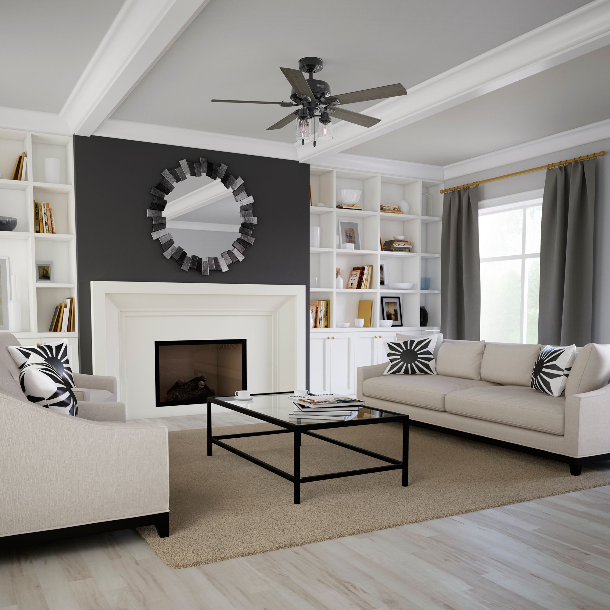 Image 6 52" Hunter Hartland Matte Black Ceiling Fan with LED Light Kit more views