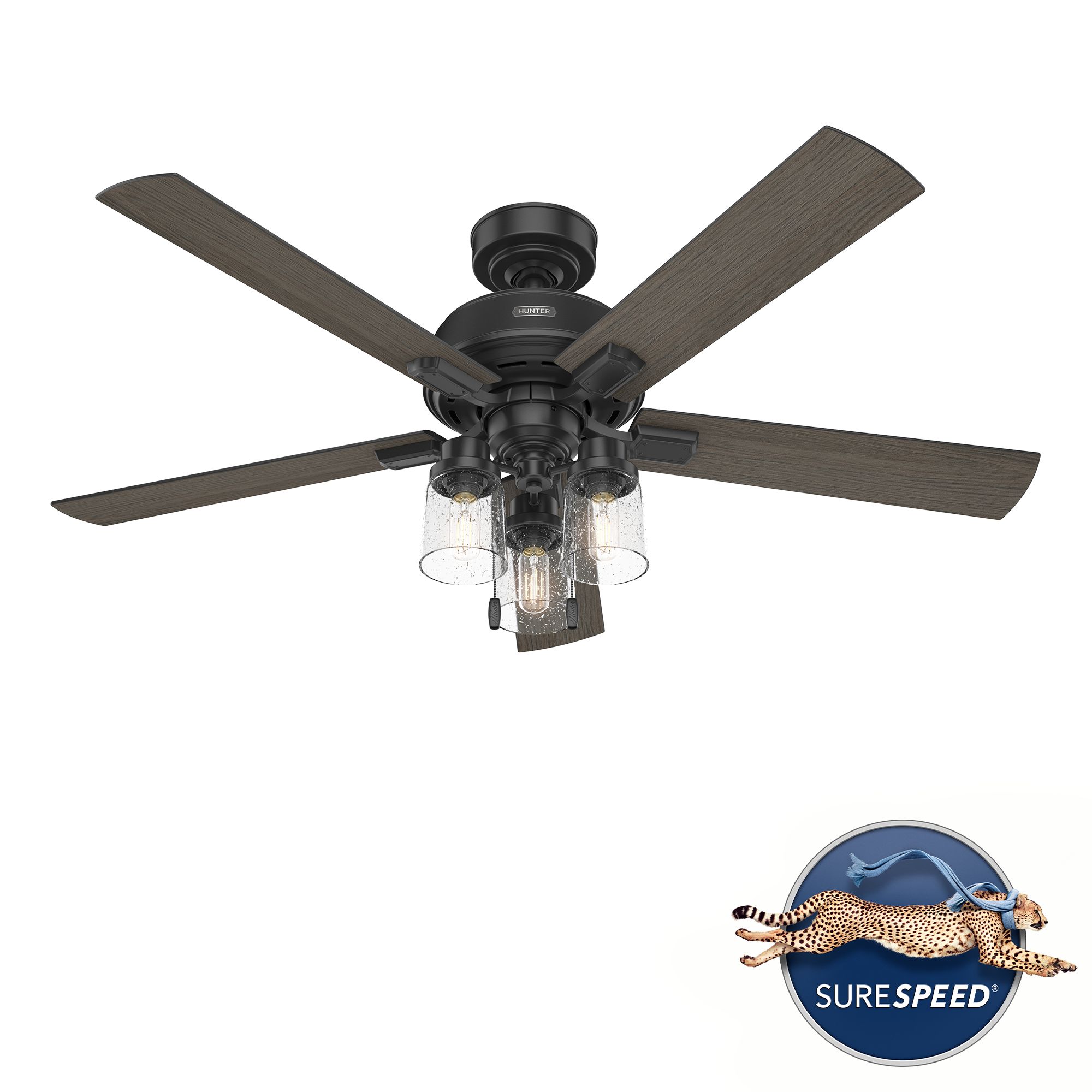 Image 7 52" Hunter Hartland Matte Black Ceiling Fan with LED Light Kit more views