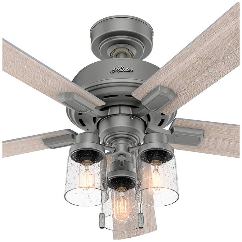 Image 3 52" Hunter Hartland Matte Silver Ceiling Fan with LED Light Kit more views