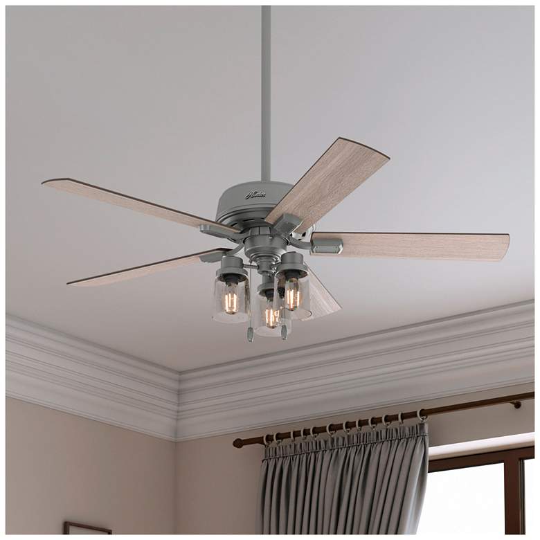 Image 6 52" Hunter Hartland Matte Silver Ceiling Fan with LED Light Kit more views