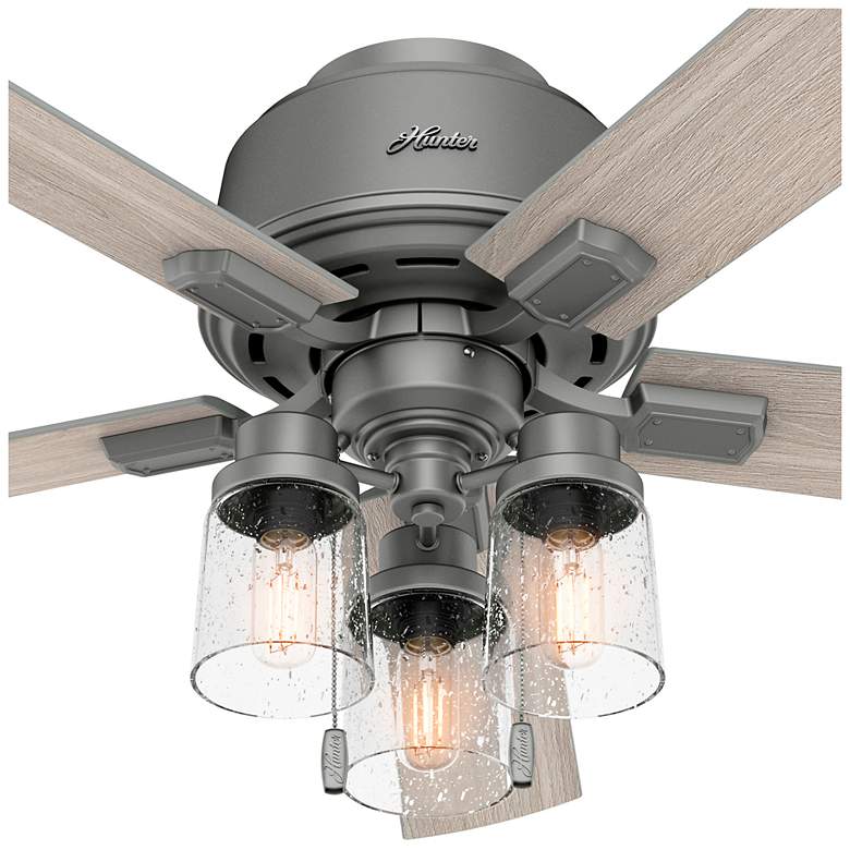 Image 3 52" Hunter Hartland Matte Silver Low Profile Ceiling Fan with LED Ligh more views
