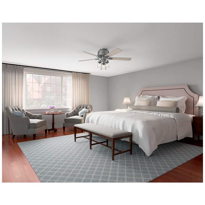 Image 4 52" Hunter Hartland Matte Silver Low Profile Ceiling Fan with LED Ligh more views