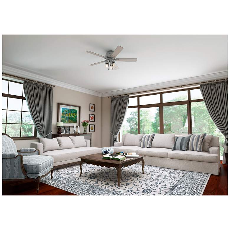 Image 5 52" Hunter Hartland Matte Silver Low Profile Ceiling Fan with LED Ligh more views