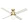 52" Hunter Hepburn Brass LED Ceiling Fan with Wall Control