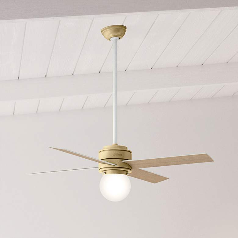 52&quot; Hunter Hepburn Brass LED Ceiling Fan with Wall Control