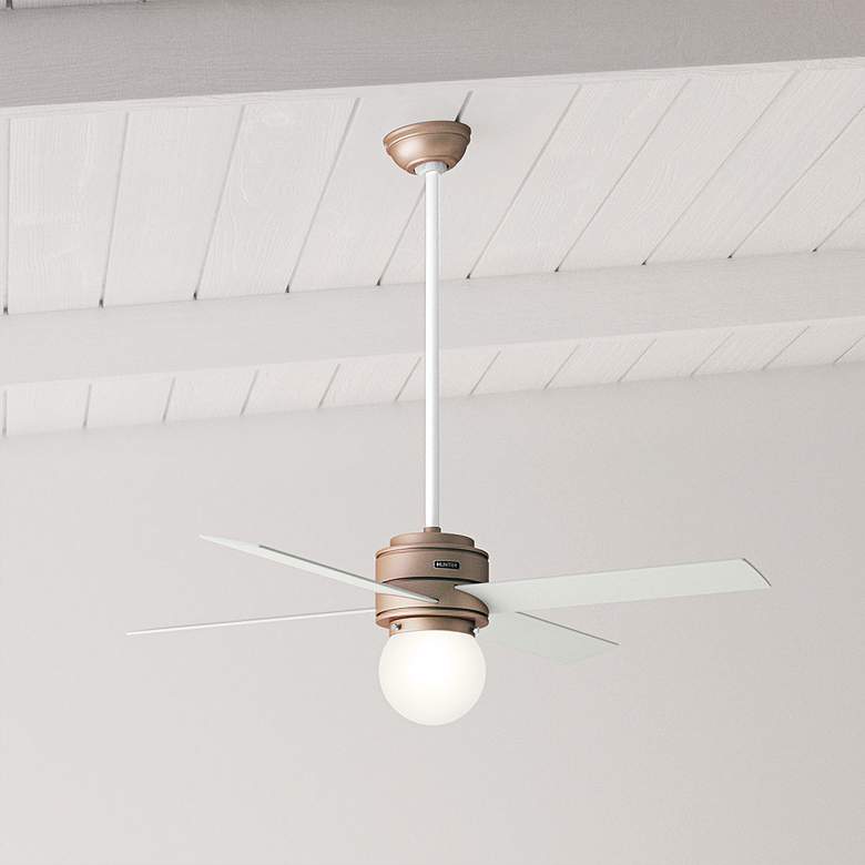 Image 1 52 inch Hunter Hepburn Satin Copper LED Ceiling Fan with Wall Control