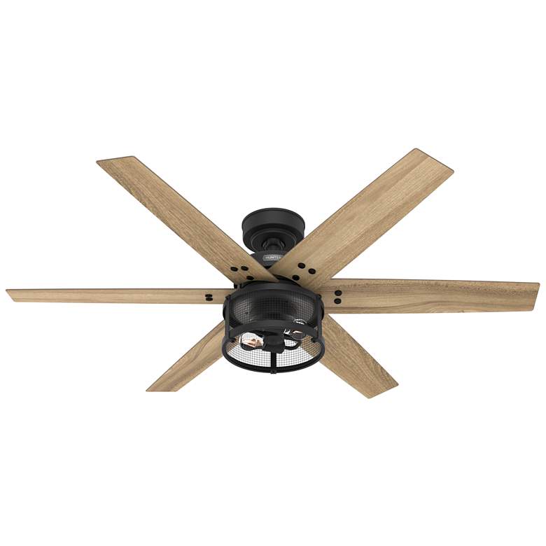 Image 1 52 inch Hunter Houston Matte Black Ceiling Fan with LED Light Kit