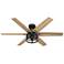 52" Hunter Houston Matte Black Ceiling Fan with LED Light Kit