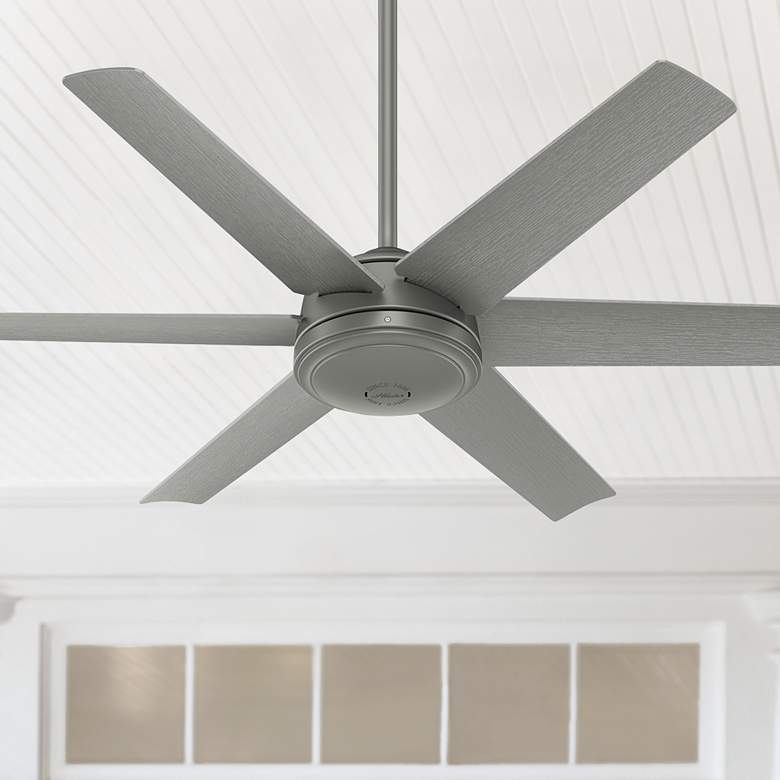 Image 1 52" Hunter Jetty Matte Silver WeatherMax Outdoor Fan with Wall Control