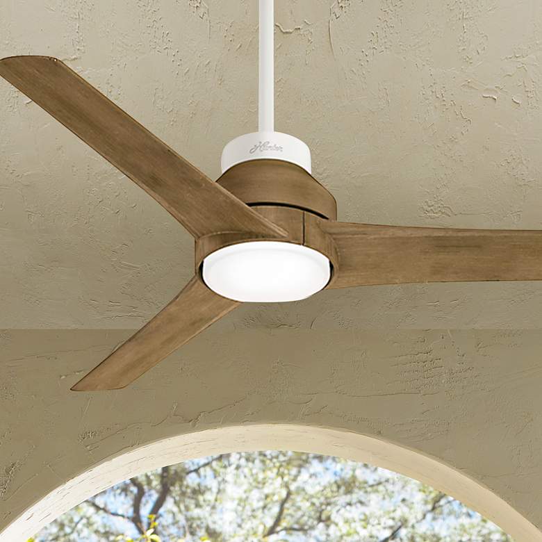 Image 1 52 inch Hunter Lakemont Matte White LED Outdoor Ceiling Fan with Remote