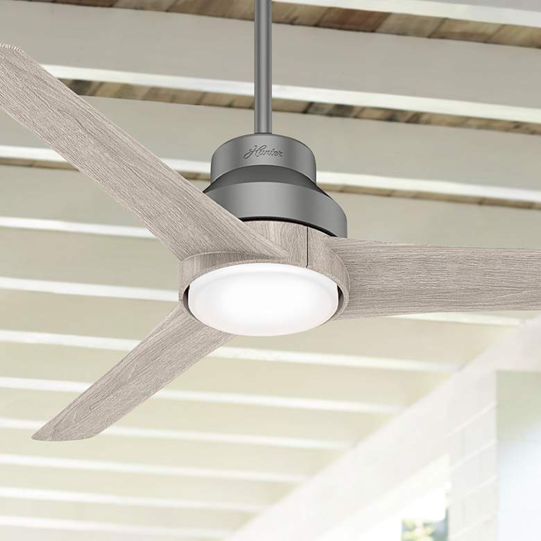 Image 1 52 inch Hunter Lakemont Silver LED Damp Rated Ceiling Fan with Remote