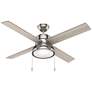 52" Hunter Loki Brushed Nickel Ceiling Fan with LED Light Kit