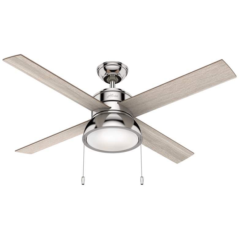 Image 1 52" Hunter Loki LED Polished Nickel Ceiling Fan with Pull Chains