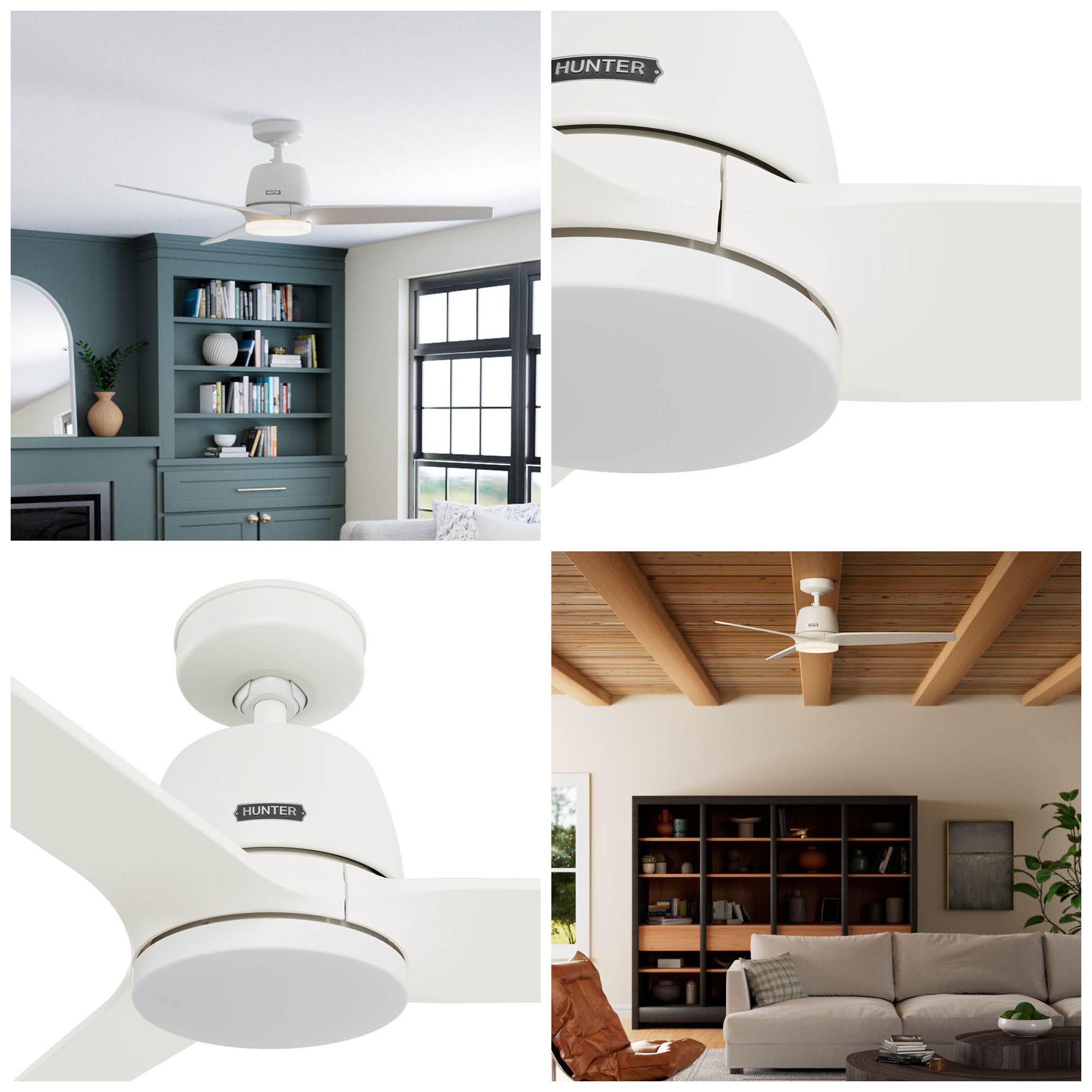 52" Hunter Malden 3-Blade Matte White LED Ceiling Fan with Remote