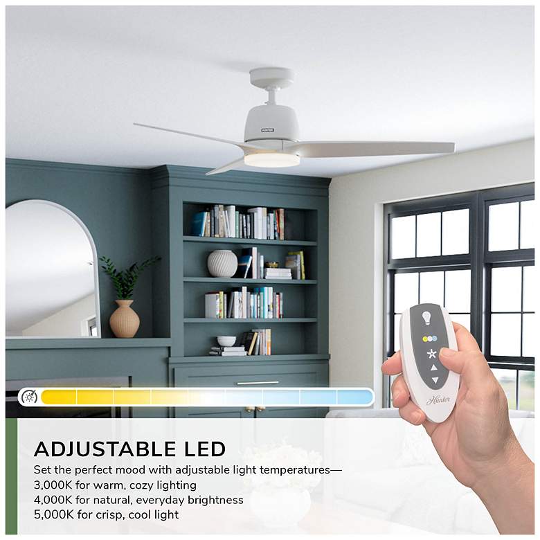 Image 4 52" Hunter Malden 3-Blade Matte White LED Ceiling Fan with Remote more views