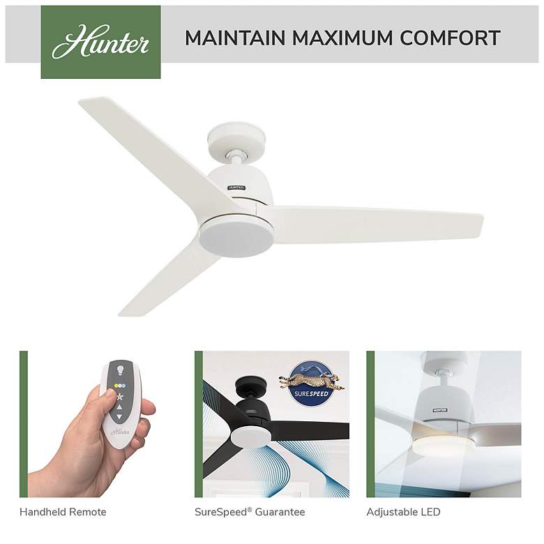 Image 6 52" Hunter Malden 3-Blade Matte White LED Ceiling Fan with Remote more views